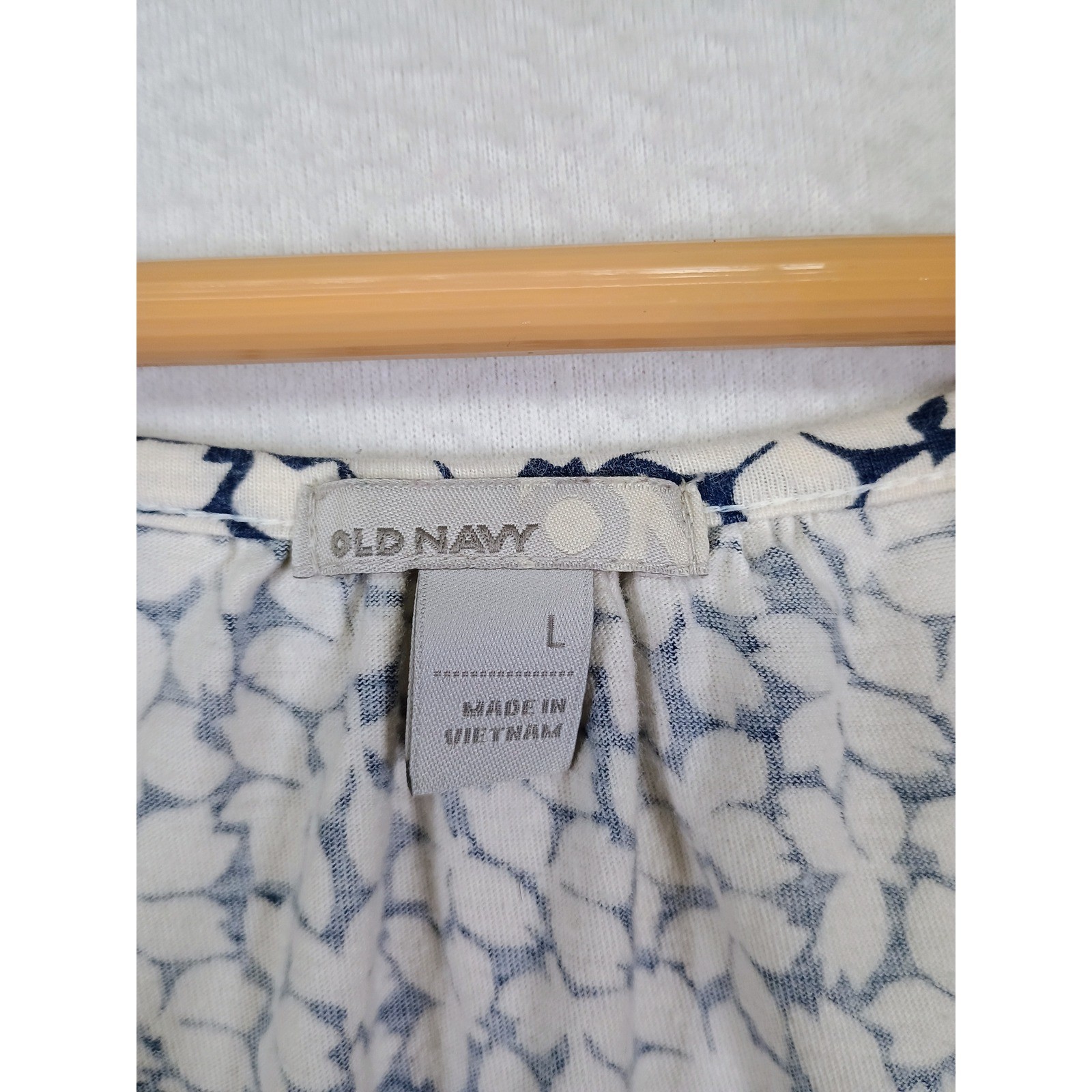Cottagecore Old Navy Womens Large Blue Floral Scoop Neck Banded Hem Blouse Top