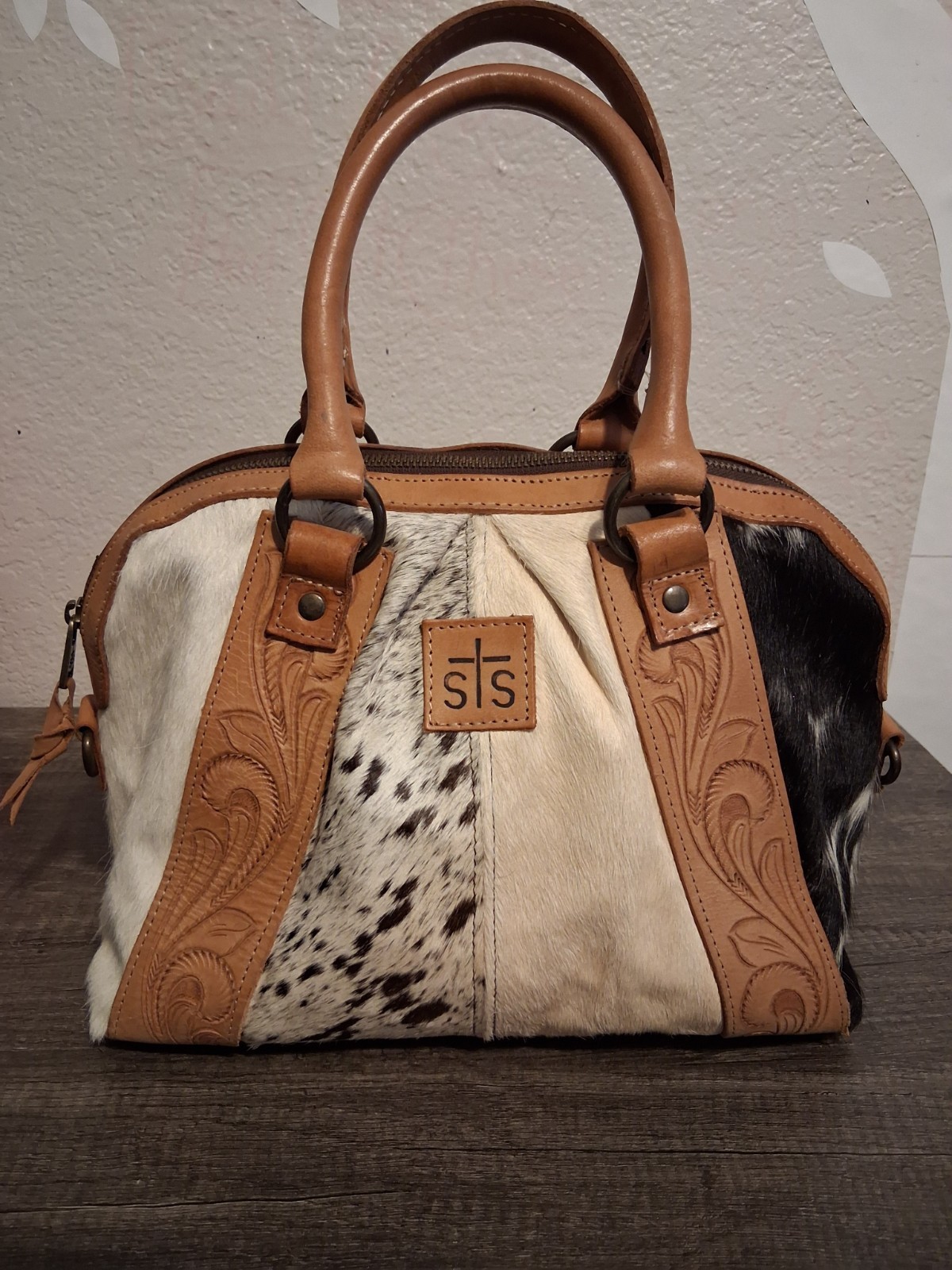 STS Ranchwear Sansa Satchel Cowhide and Tooled Leather *NO CROSSBODY STRAP*