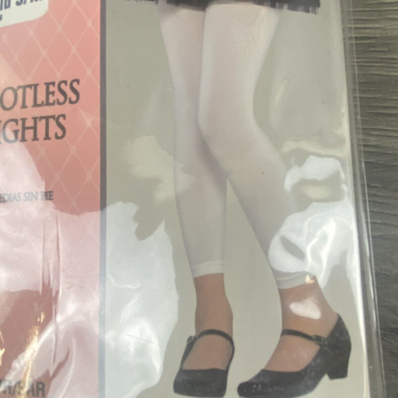 White Footless Tights Christmas School Halloween Dress Up Child Size S/M Amscan