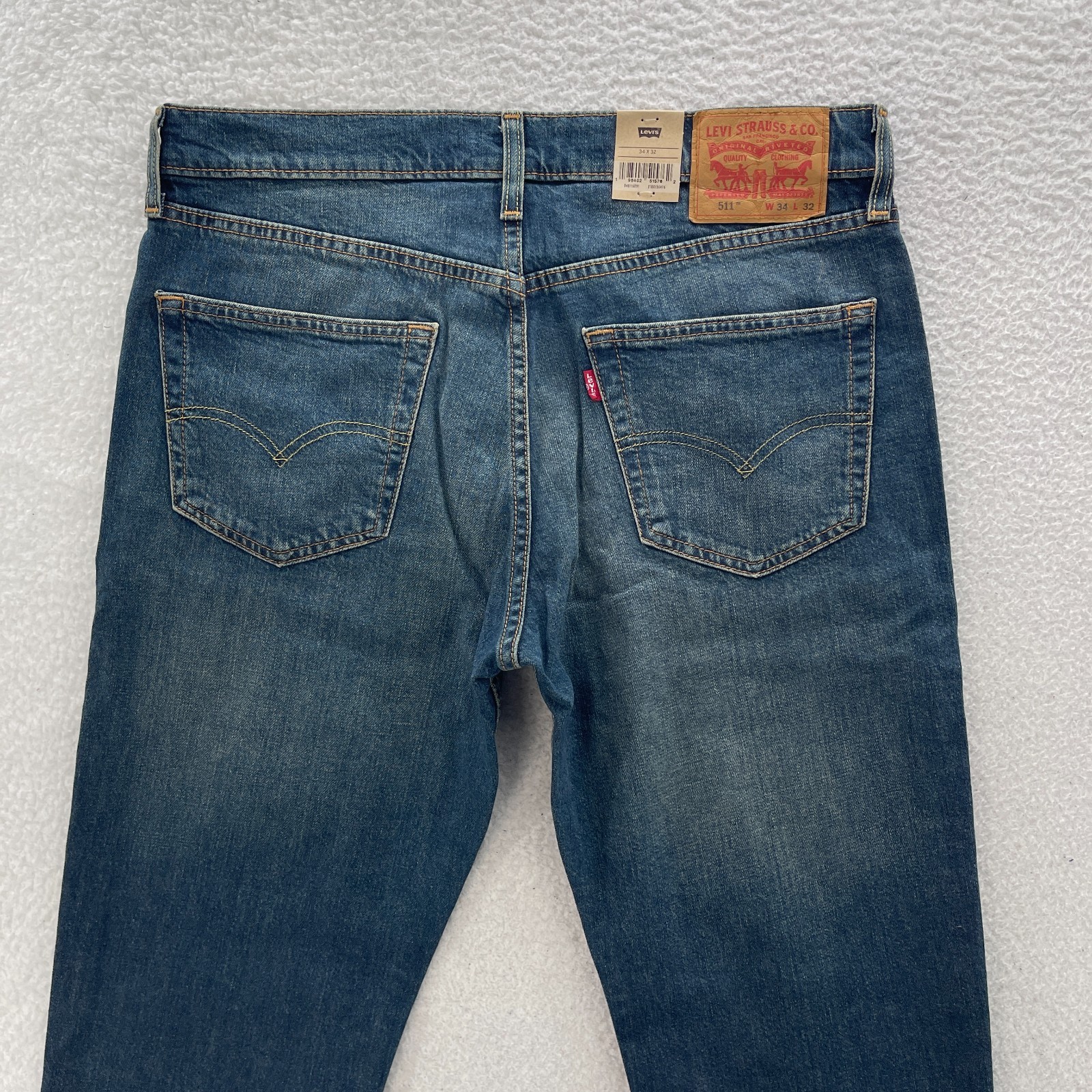 Levis 511 Jeans Mens 34×32 Blue Slim Fit Dark Wash Stretch Preppy Grunge NEW