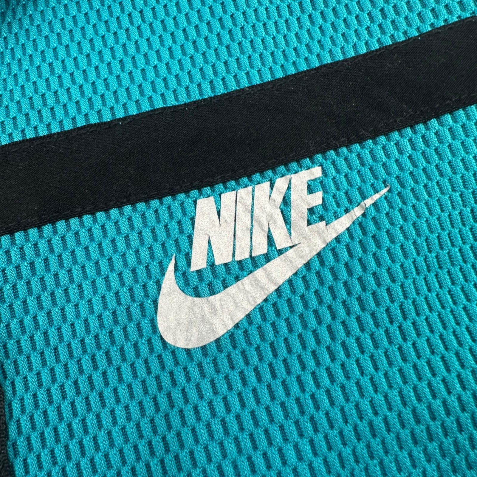 Nike Dry Fit Womens Teal Waffle Knit Full Zip Hoodie Mesh Jacket Small 19542