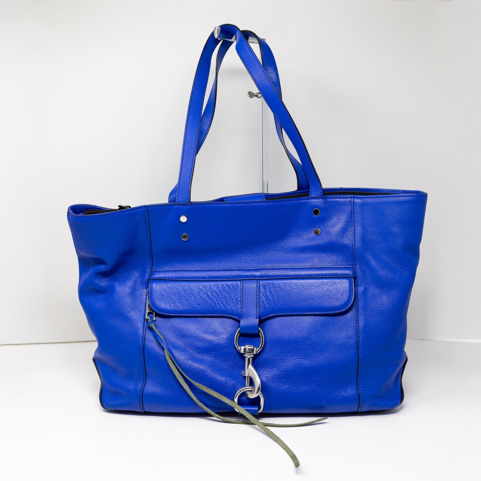 Rebecca Minkoff Bowery MAC Genuine Leather Shoulder Purse Tote Bag Cobalt Blue