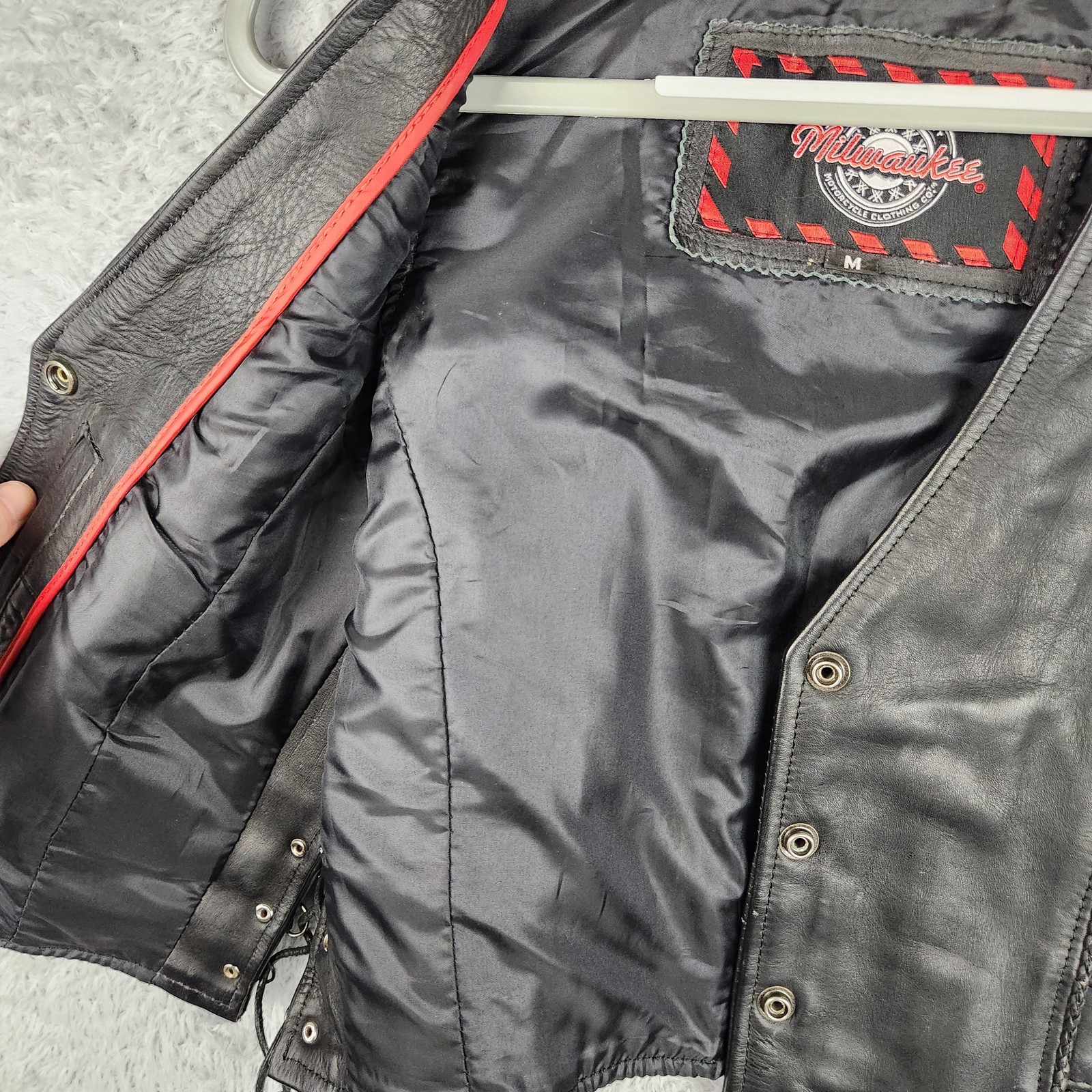 Milwaukee Leather Vest Womens Medium Black Snap Lace Up Biker Motorcycle Riding