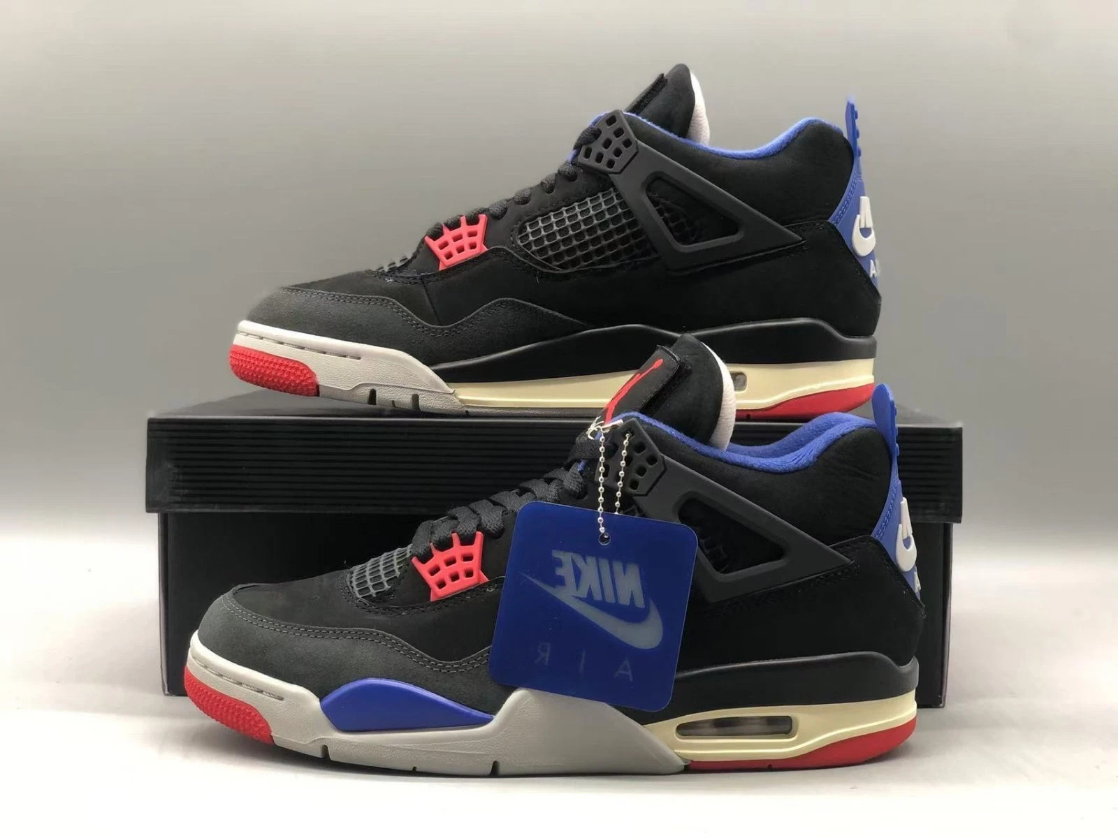 Nike Air Jordan 4 Retro Black Red Blue Suede Unisex Sneakers FV5029-003