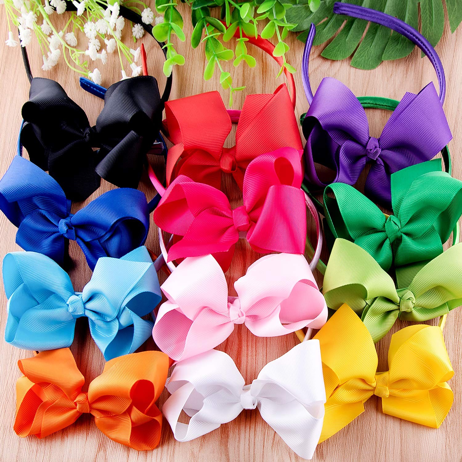 SIQUK 12 Pieces Bow Headbands for Girls 1 Count (Pack of 12), Iridescence