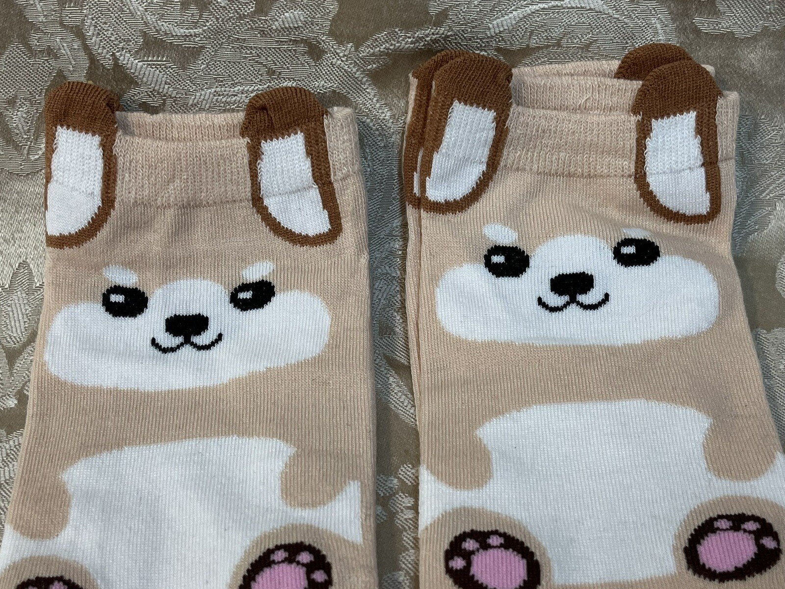 Women’s Cute Cartoon Dog W/ Ears Pattern Ankle Socks Fashion Sock Set Of 2