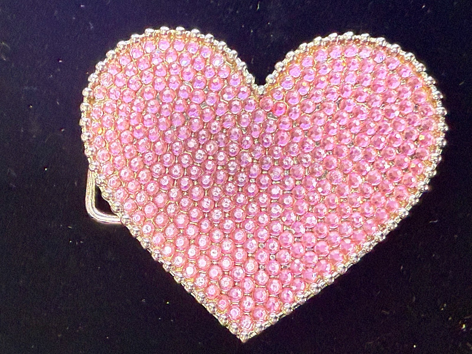 Heart Shaped Pink Rhinestone Covered Girls Belt Buckle for 1.25″ Wide Belt