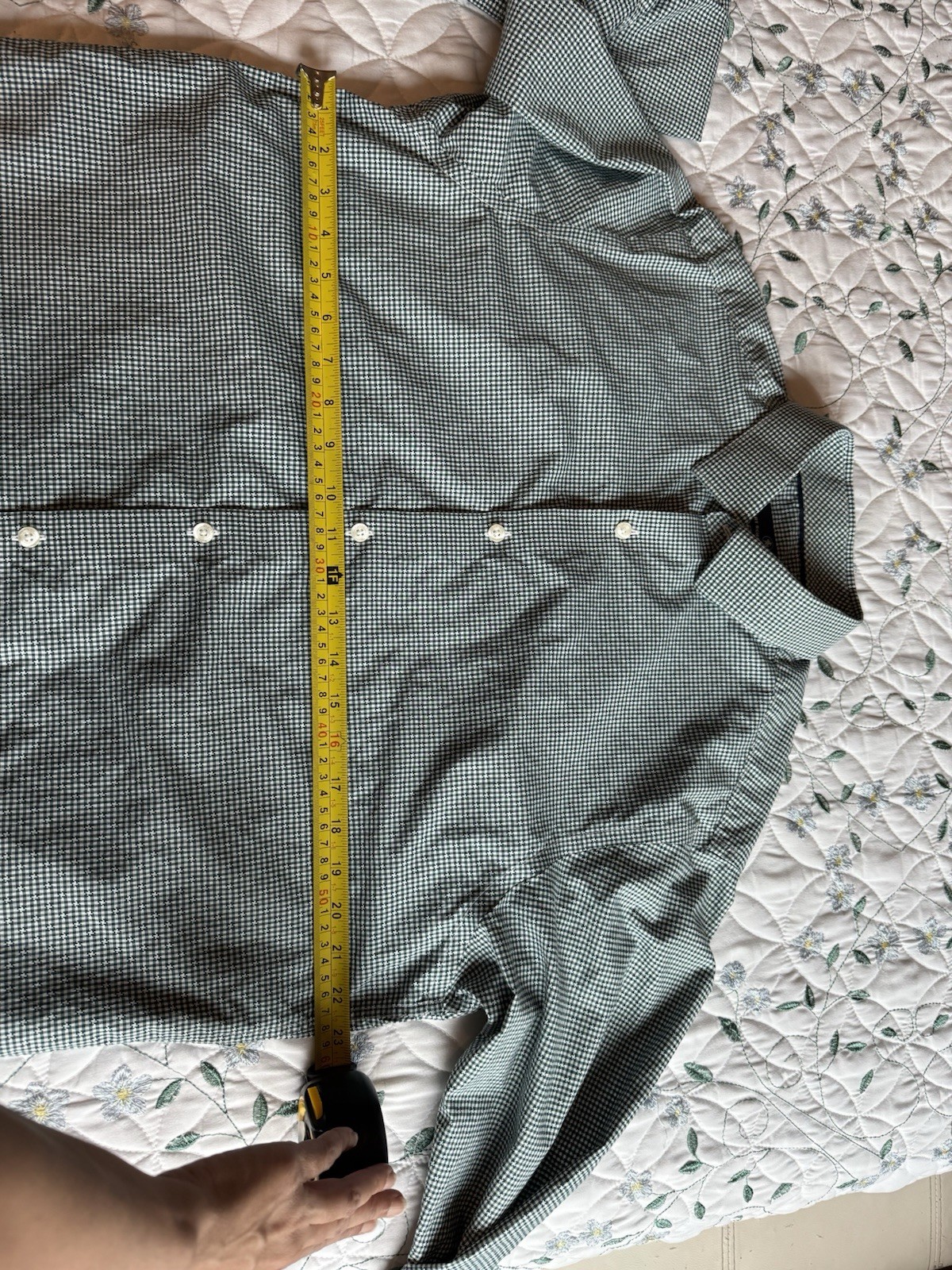 Hart Schaffner Marx Men’s Regular Fit Dress Shirt L Green/White Check
