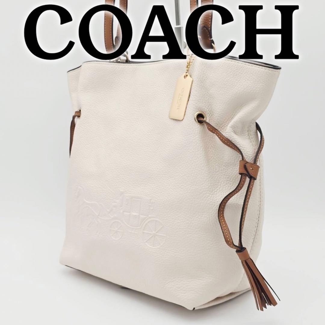 Coach Tote bag CA165 Andy leather Canvas white used in Japan