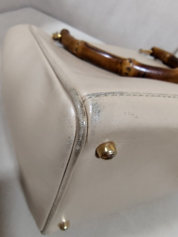 Gucci Hand Bag Bamboo 2Way Shoulder Leather Beige Authentic 333T0346