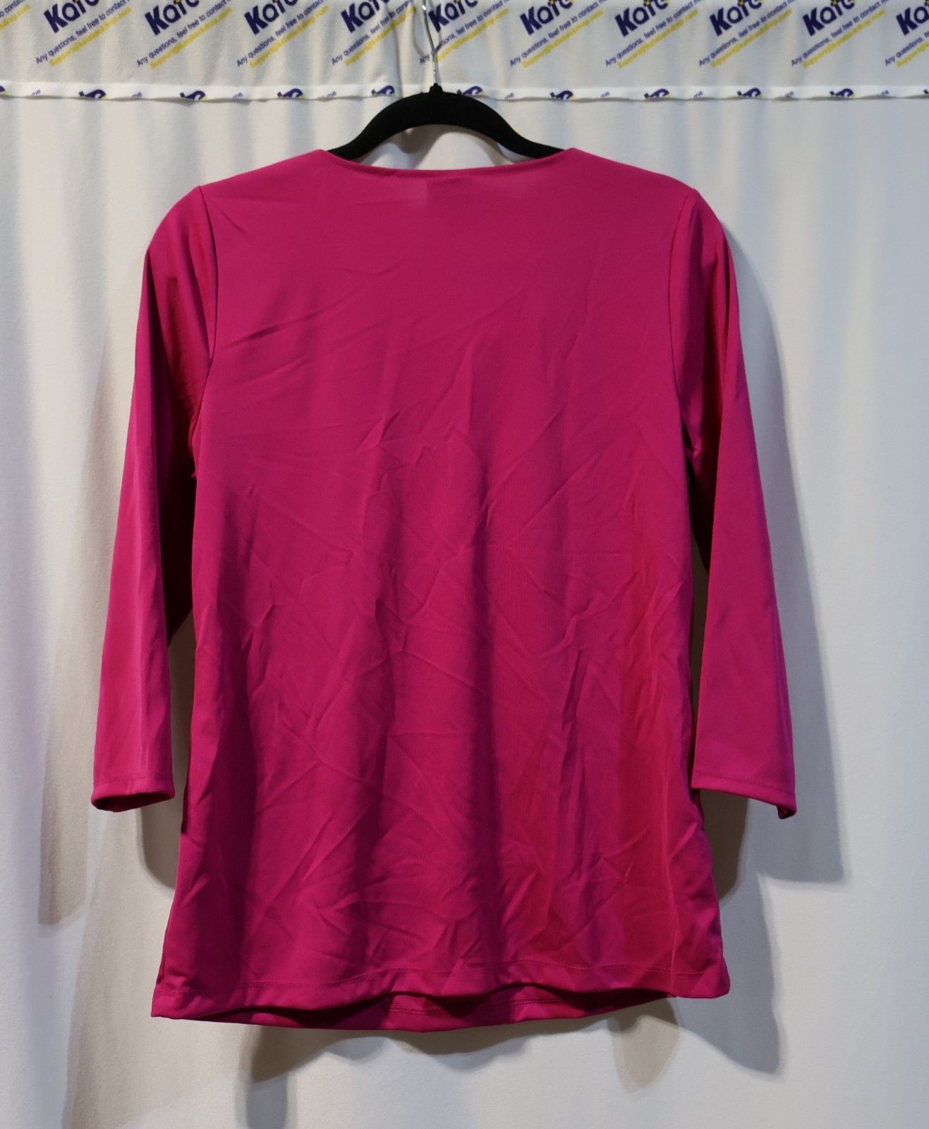 Worthing Hot Pink Pleated 3/4 Sleeve Top Size M