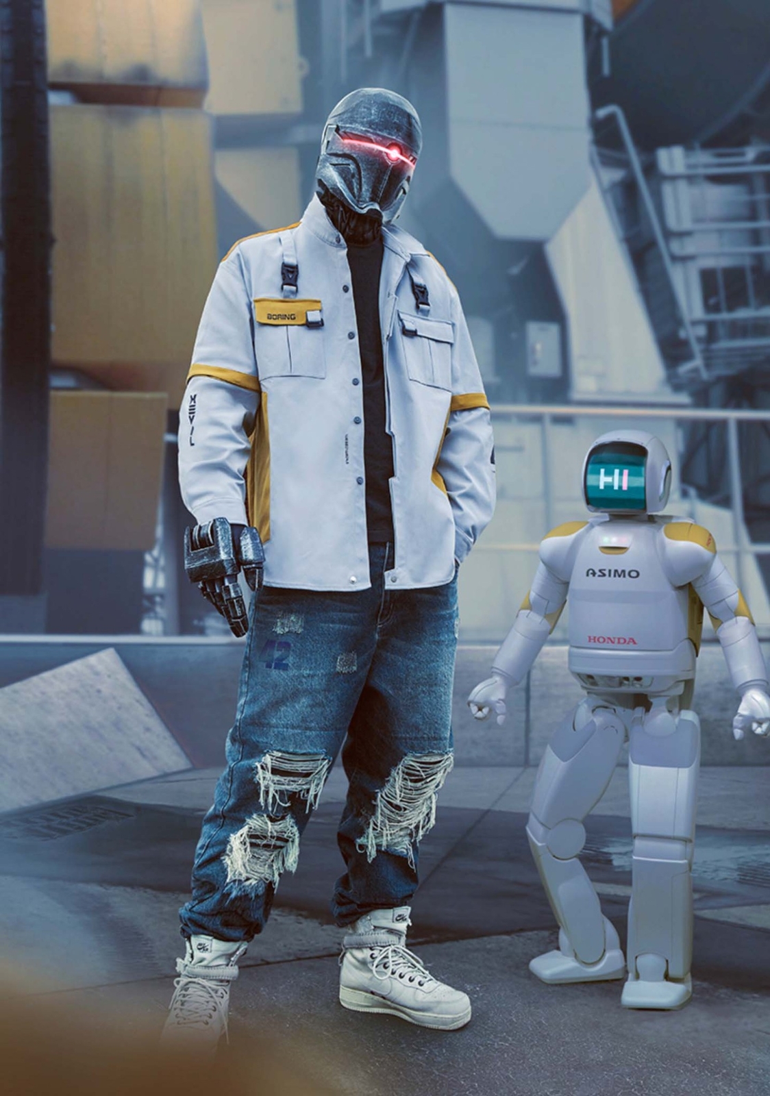 Niepce Men’s Robot 42 Tech Wear Jacket with Removable Sleeves Hip Hop Fashion