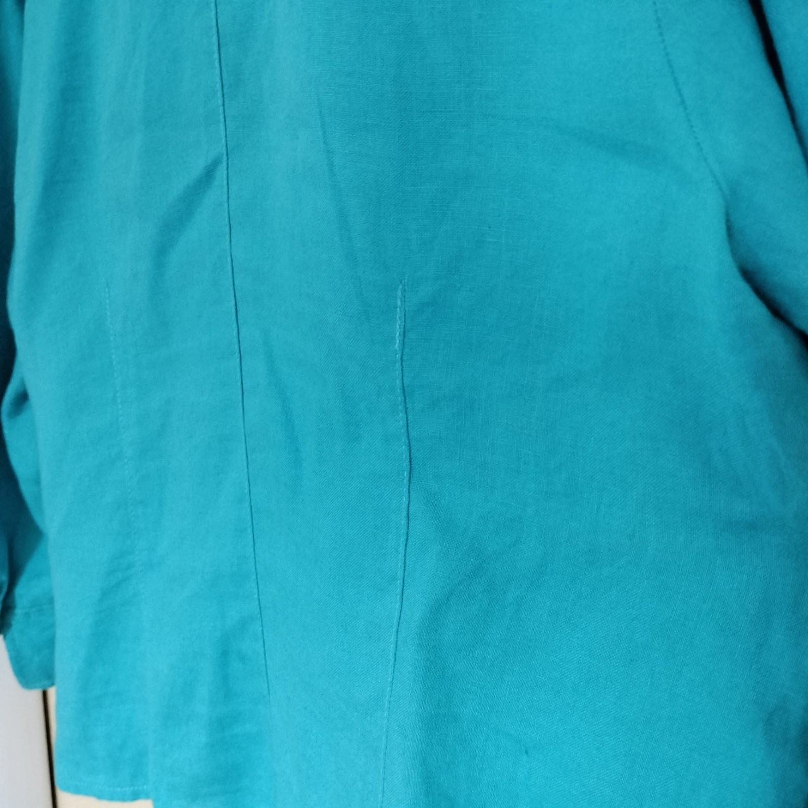 Talbots Irish Linen Blue Button Up Shirt Jacket 16 Office Vacation