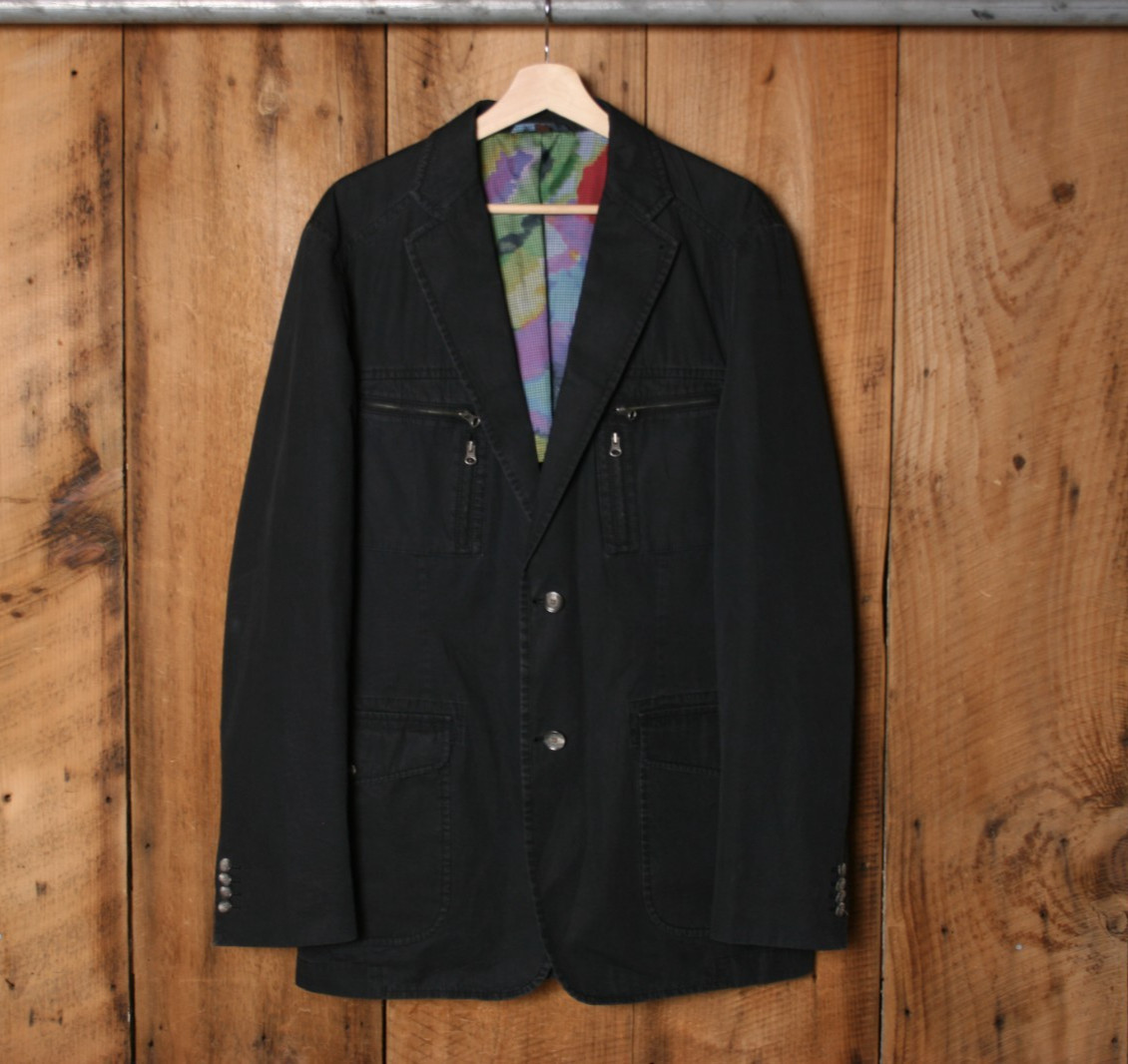 KROON ‘Nash’ Black 100% Cotton Zipper Pocket Unstructured Blazer Jacket Sz. 40L