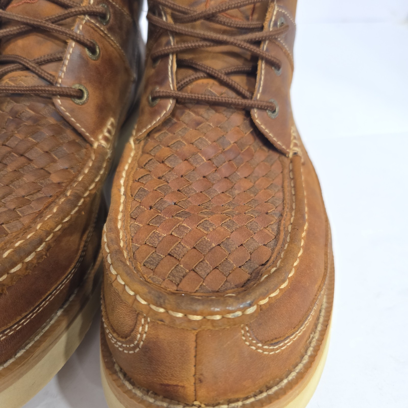 Twisted X Men’s 10 M Basket Weave Moc Toe Wedge Western Chukka Boots MCA0032