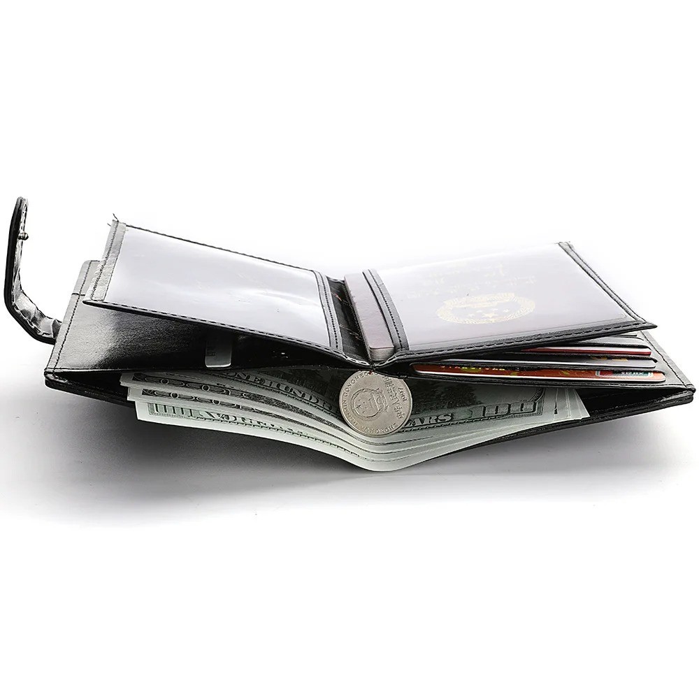 High Capacity Men’s Passport Leather Wallet Multiple Card Slots and A Clear ID W