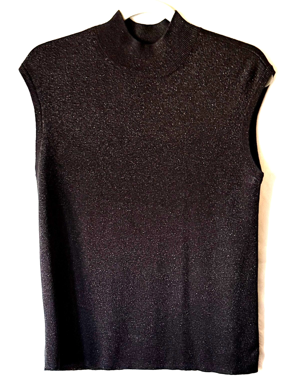 GENTLY WORN Coldwater Creek Shimmery Black Silk Blend Sleeveless Knit Top – L