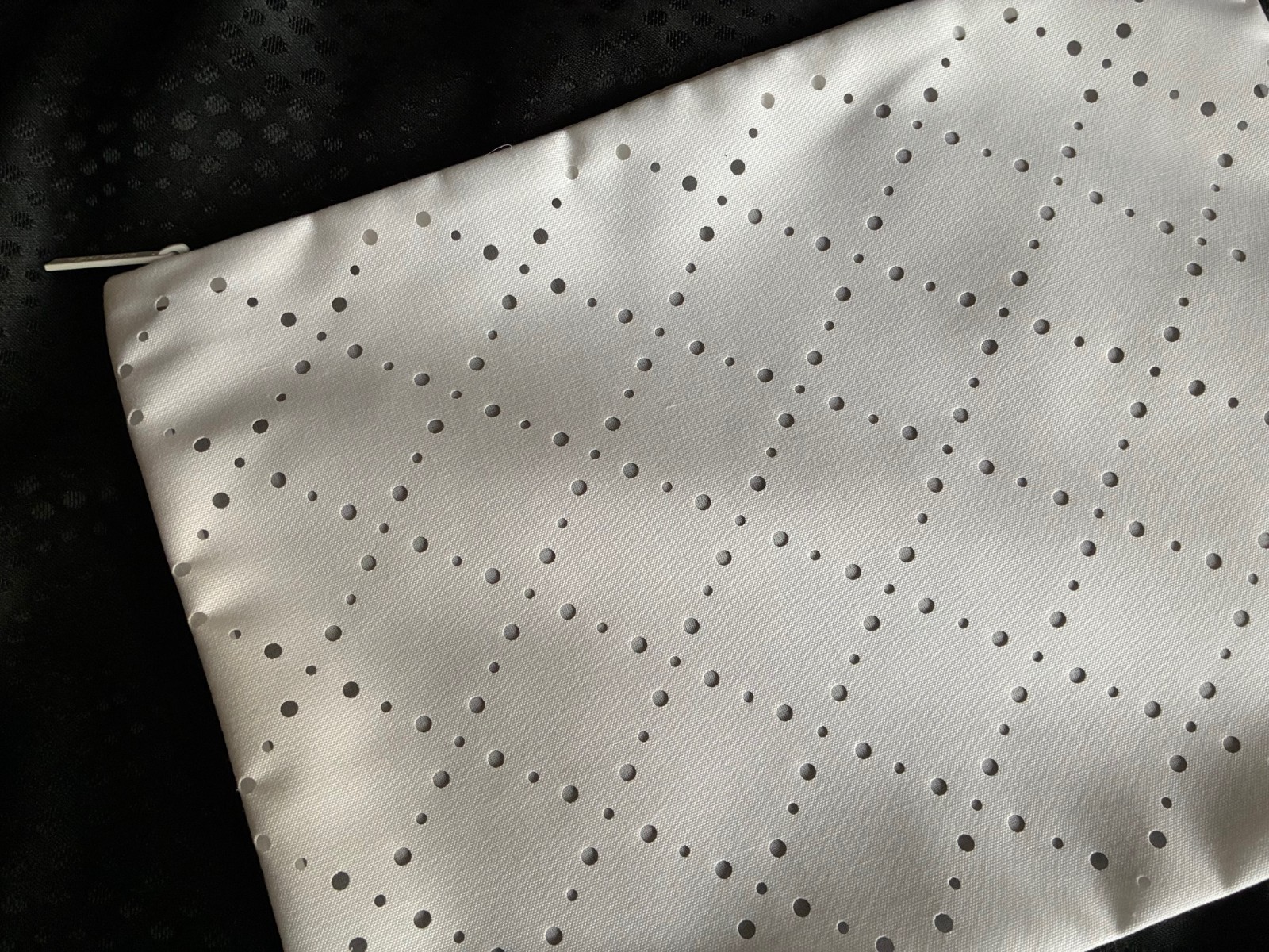 CHANEL Diamond Pattern Perforations White Storage Bag 9.5 in H x 12.75 in W