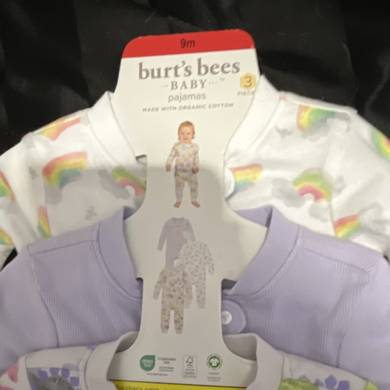 Burt’s Bees Baby 9M Organic Cotton 3pc Footless Zip One Piece Pajamas Set
