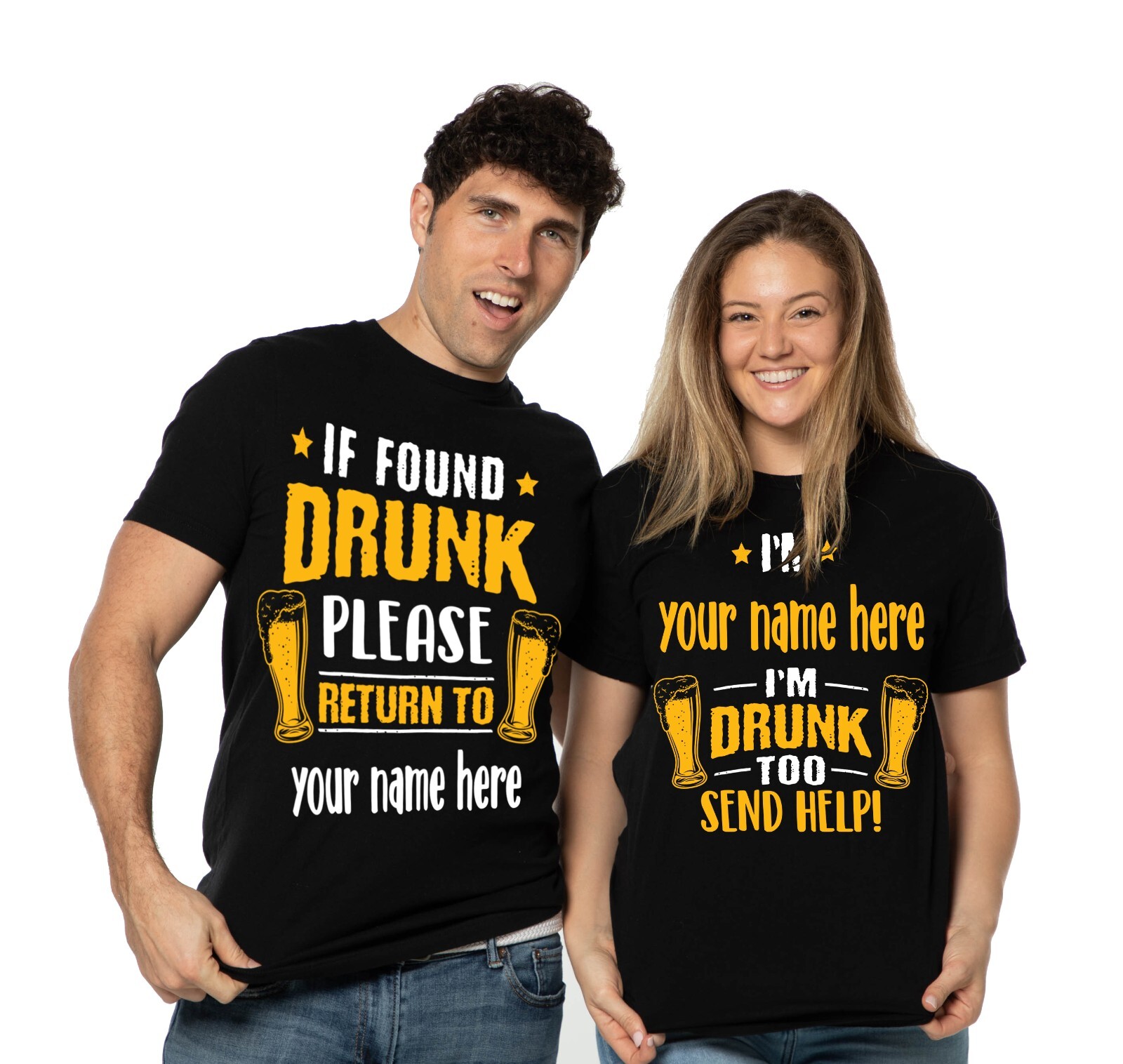 Couple Custom Matching Shirts Funny Couple Drinking Beer Party Shirts Custom Tee
