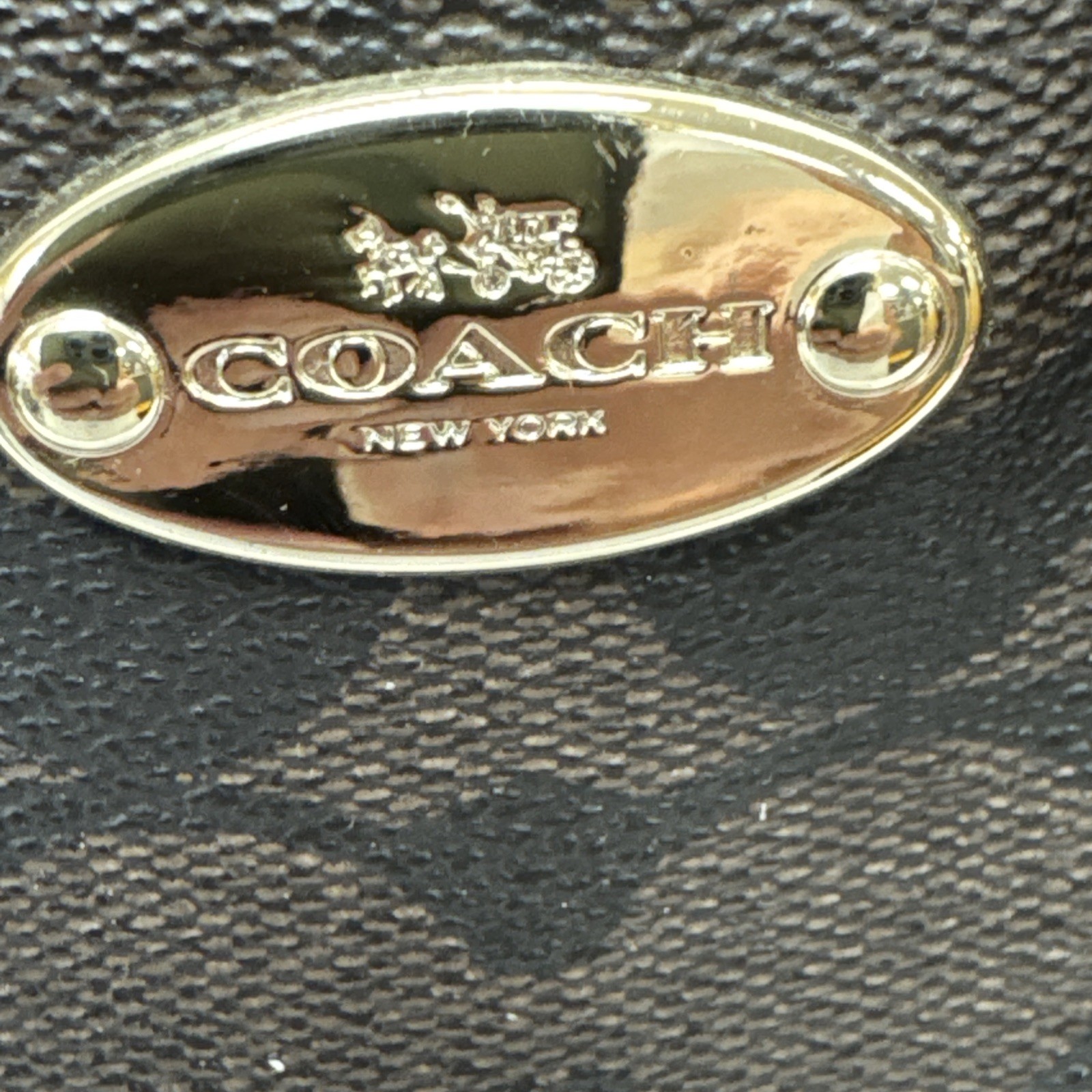 Coach Margot Medium Carryall F34608 Black/Brown Signature Coated Canvas Satchel