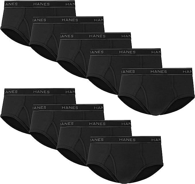 Hanes Brief 3 or 9 Pack Ultimate Men TAGLESS No Ride Up Comfort Flex Waist Black