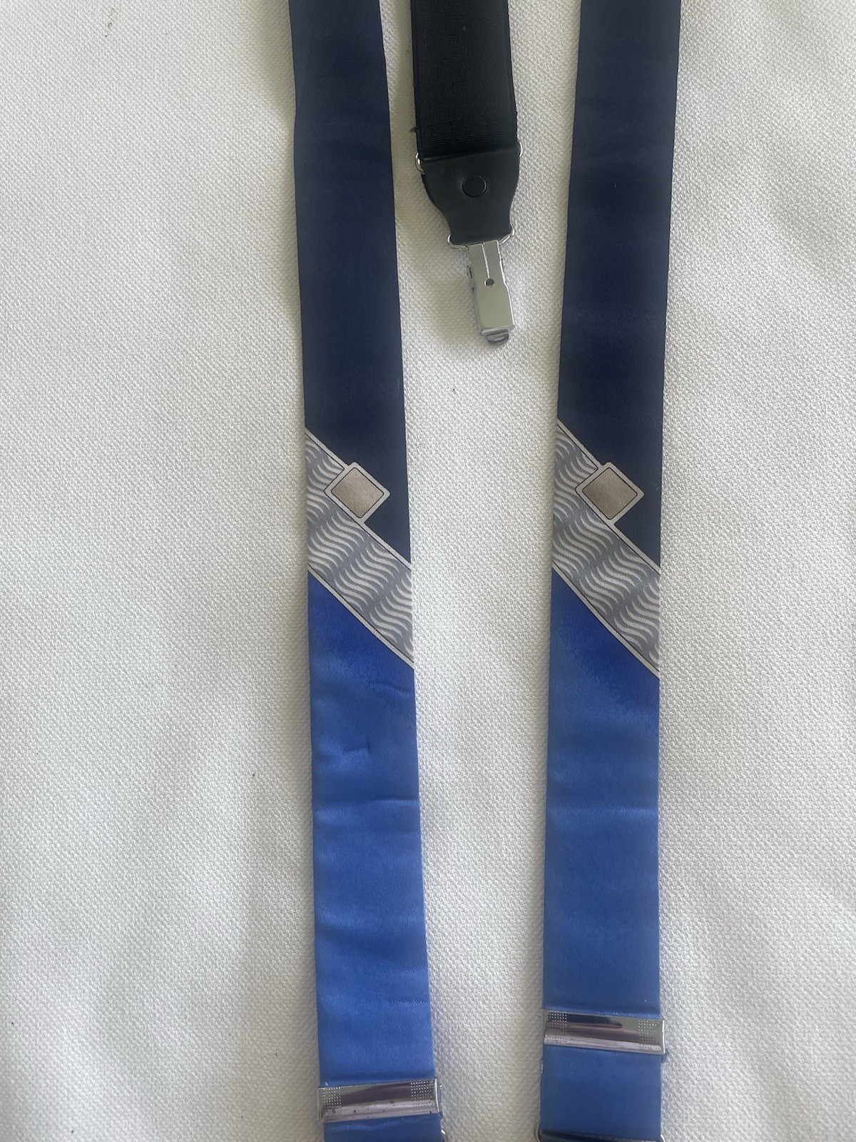 Uomo Venetto Satin Suspender Blue with Black Modern Design Vintage