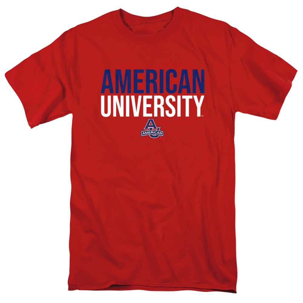 American University Adult T-Shirt Stacked, Red, S-5XL