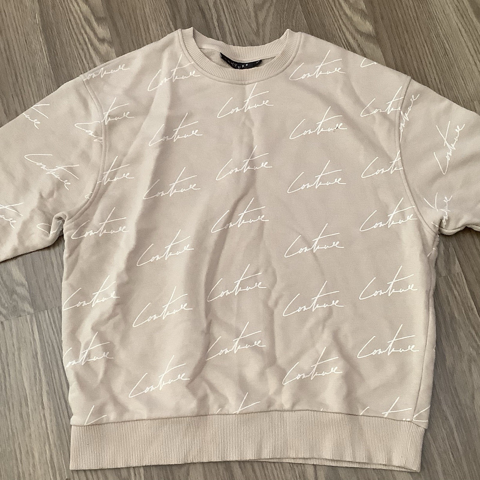 THE COUTURE CLUB Allover Logo Sweatshirt Women’s Size XS Dusty Pink