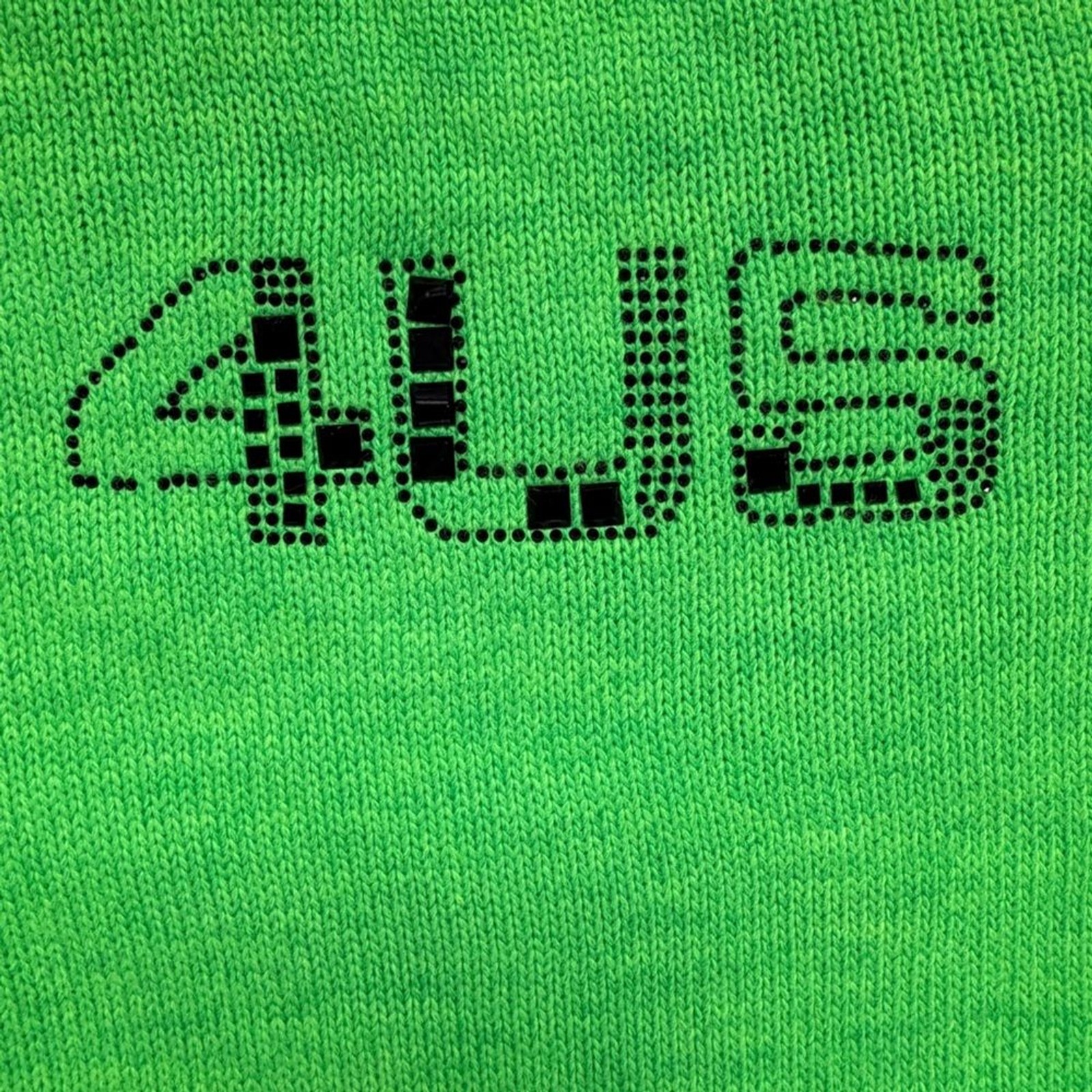 Cesare Paciotti 4US Kids Rhinestone Logo Knit Sweater Green Italy NWT