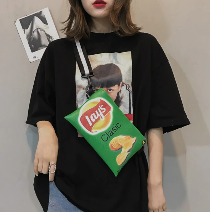 Elevate your style with this delightful Funny Potato Chips Crossbody Handbag! Cr