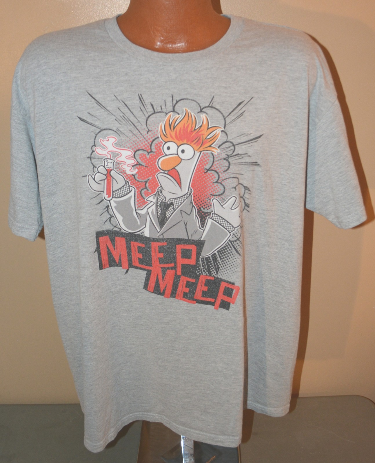 Gray t-shirt – Beaker from the Muppet Show – Meep, Meep – 2XL