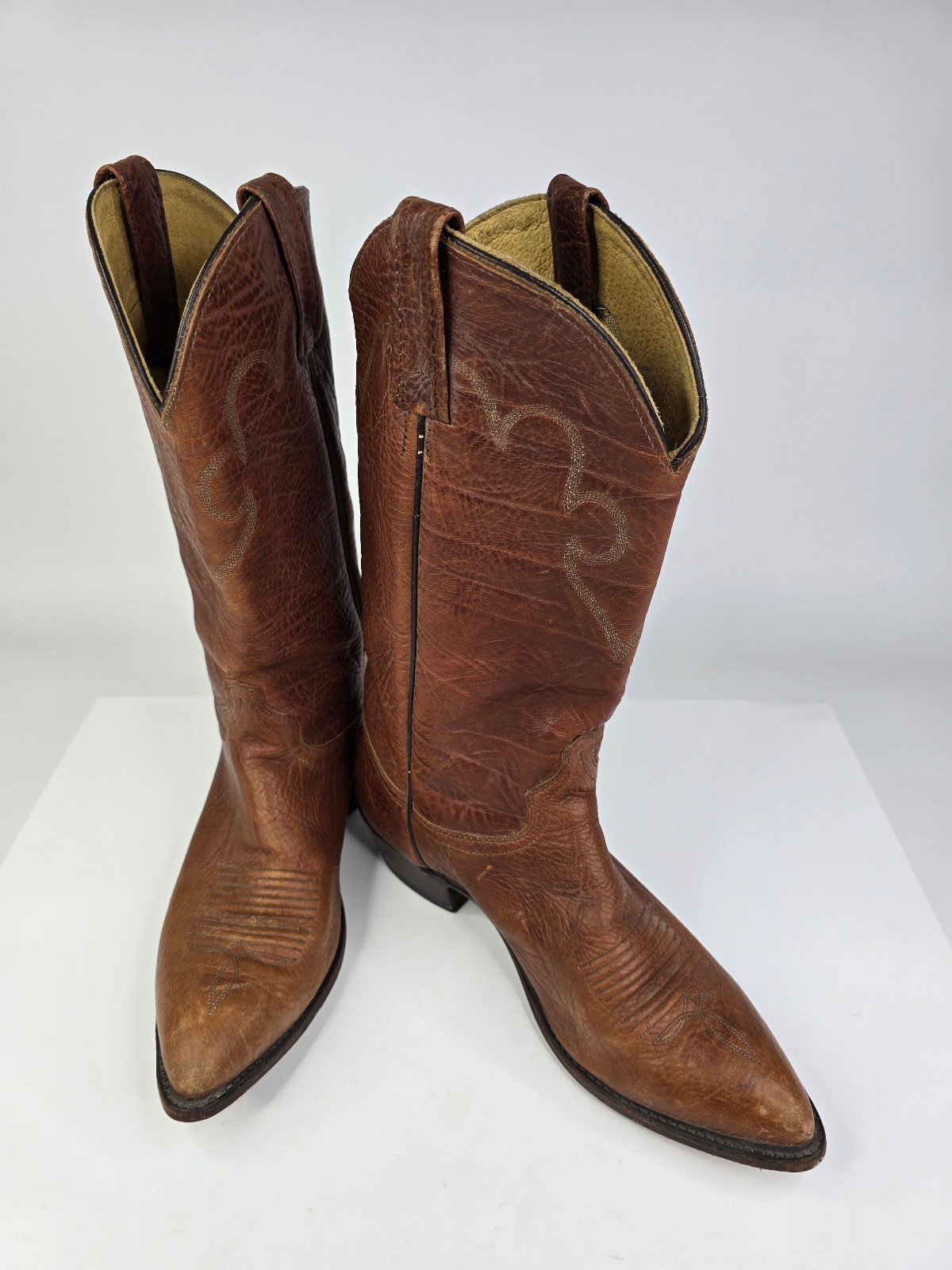 Vintage J Chisholm Cowboy Western Boots Mens Size 10 D Brown Leather 42784