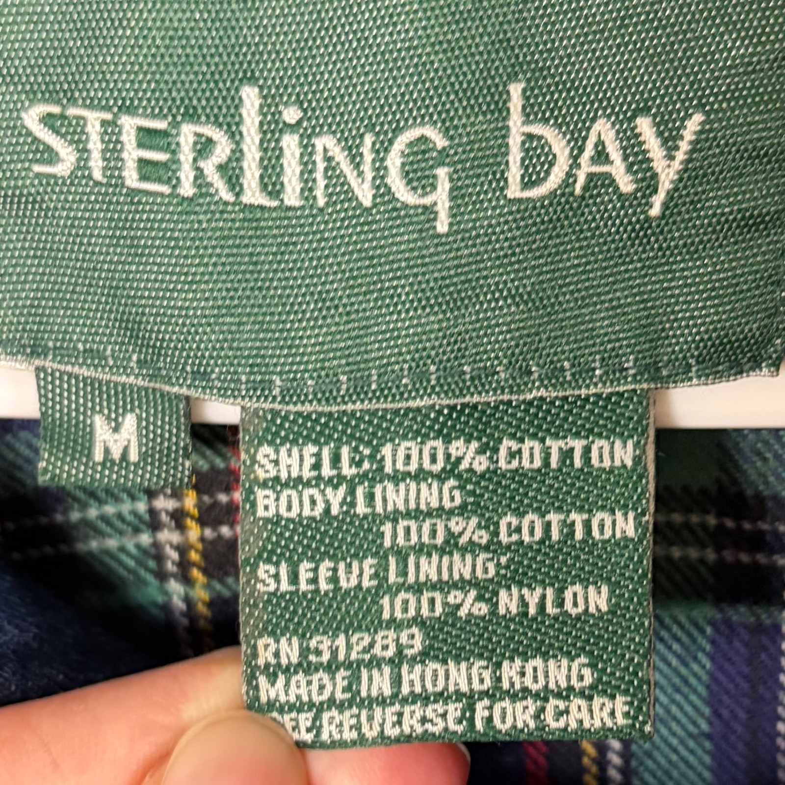 Vintage Sterling Bay Denim Chore Coat Flannel Lined Barn Jacket Men M Hong Kong
