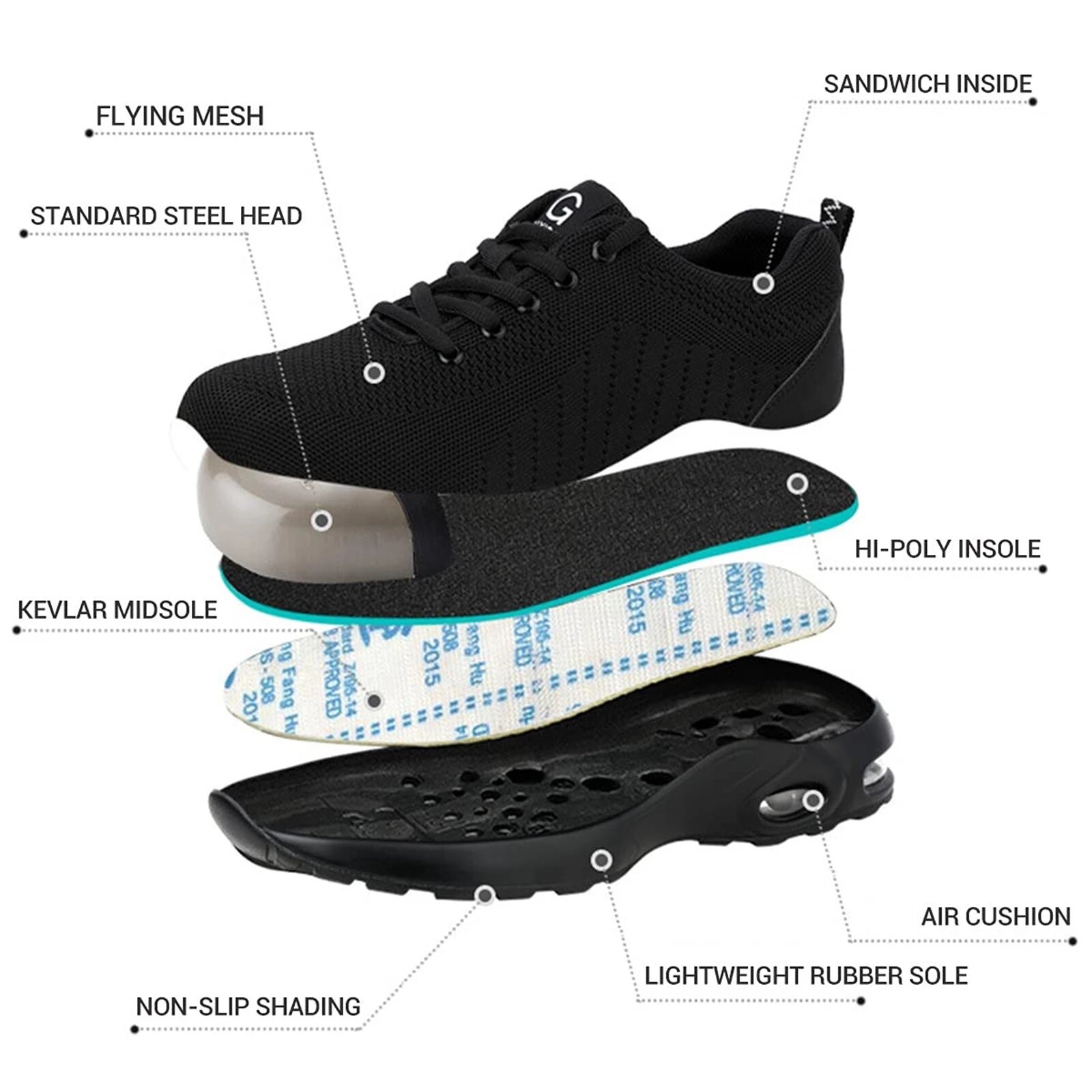 Mens Work Sneaker Walking Indestructible Steel Toe Safety Shoes Hiking summer US