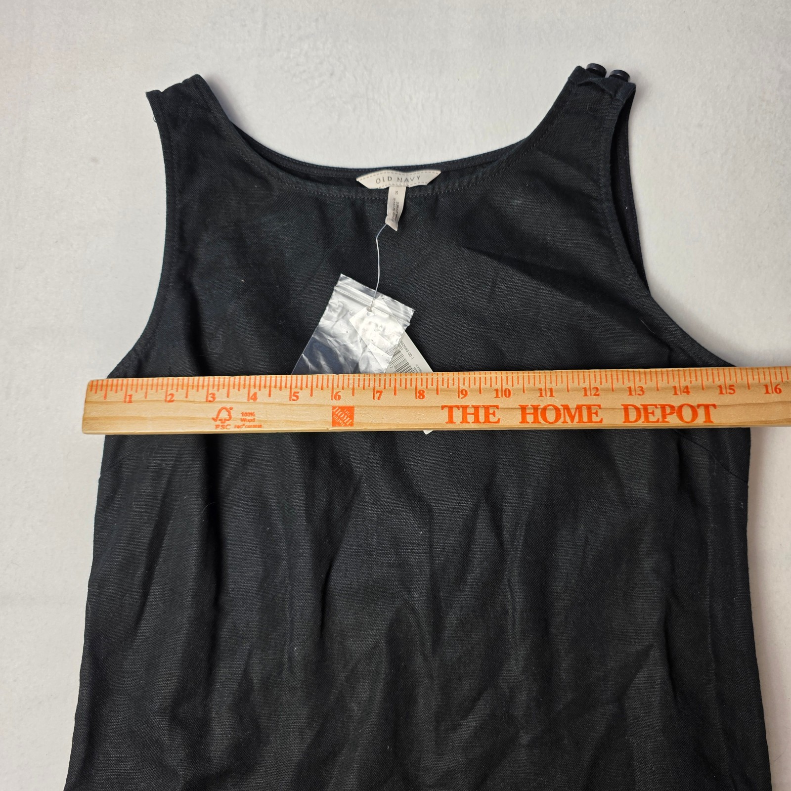 Vintage Old Navy Y2K Jumper Dress Black Small Linen Blend Tags