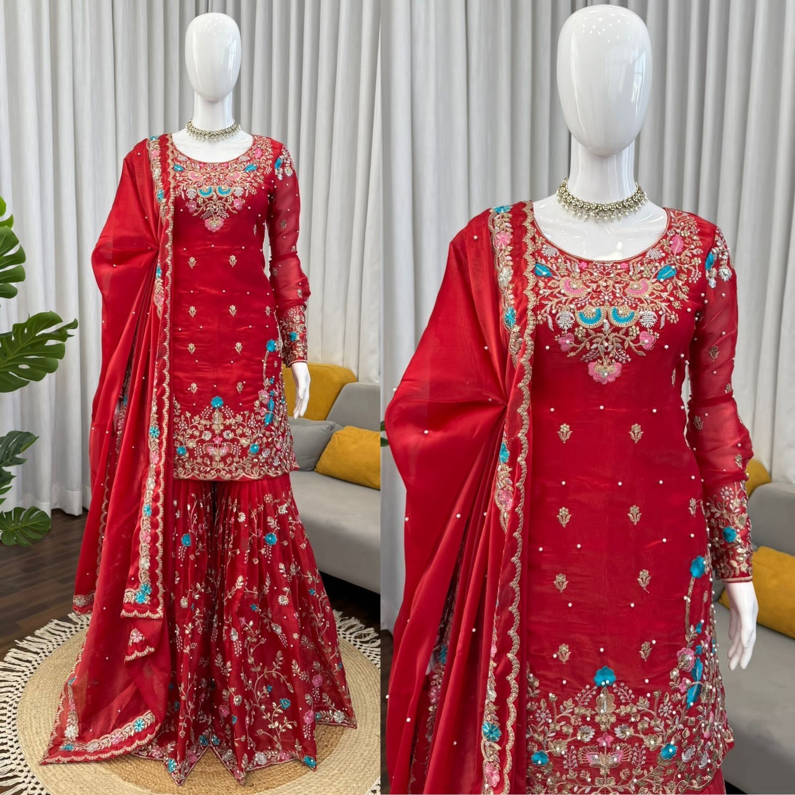 SALWAR KAMEEZ PAKISTANI INDIAN WEDDING PARTY WEAR DRESS BOLLYWOOD SUIT SHARARA