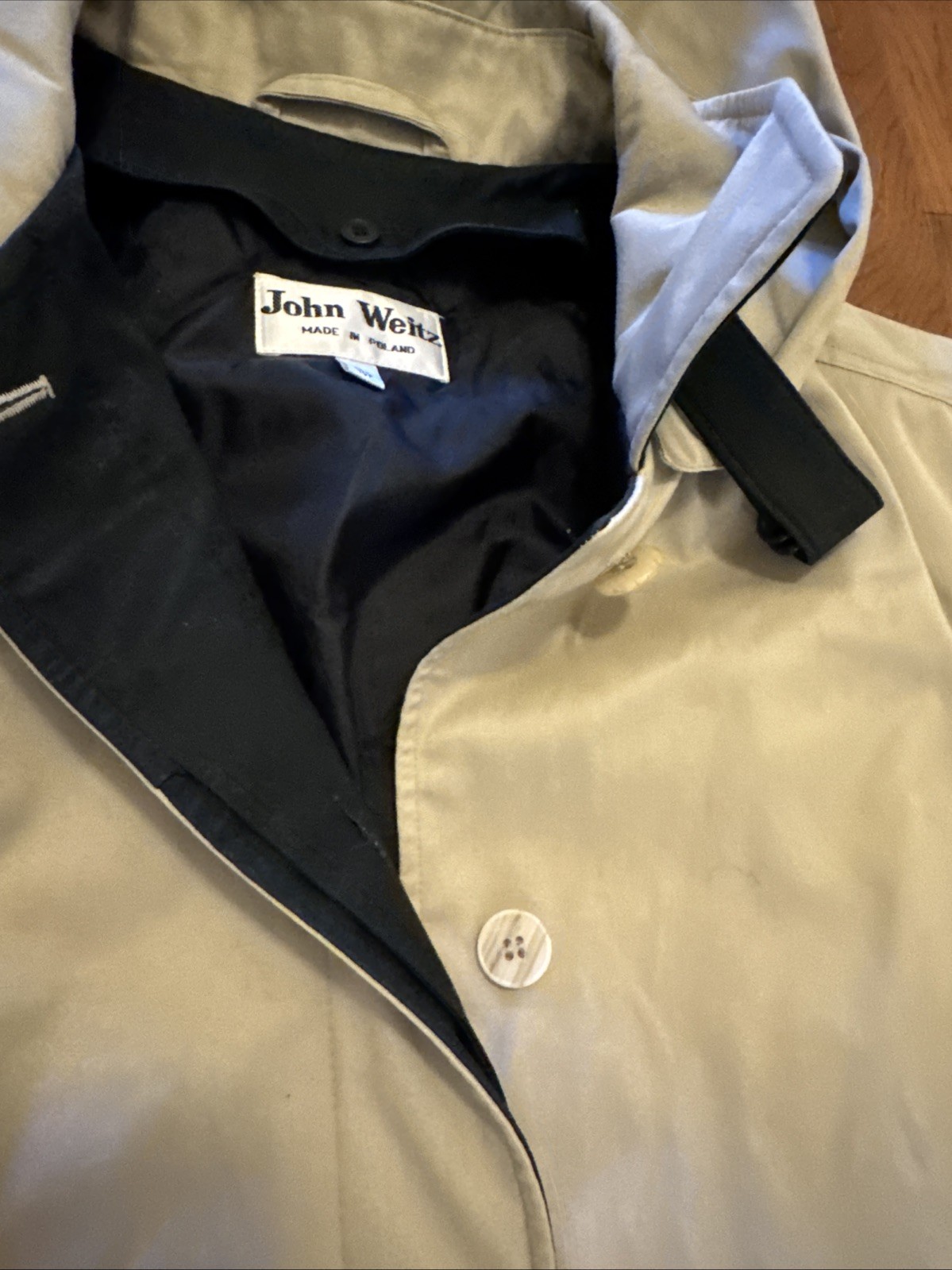 John Weitz Black Trench Thin Insulate Size 18 Petite Made in Poland