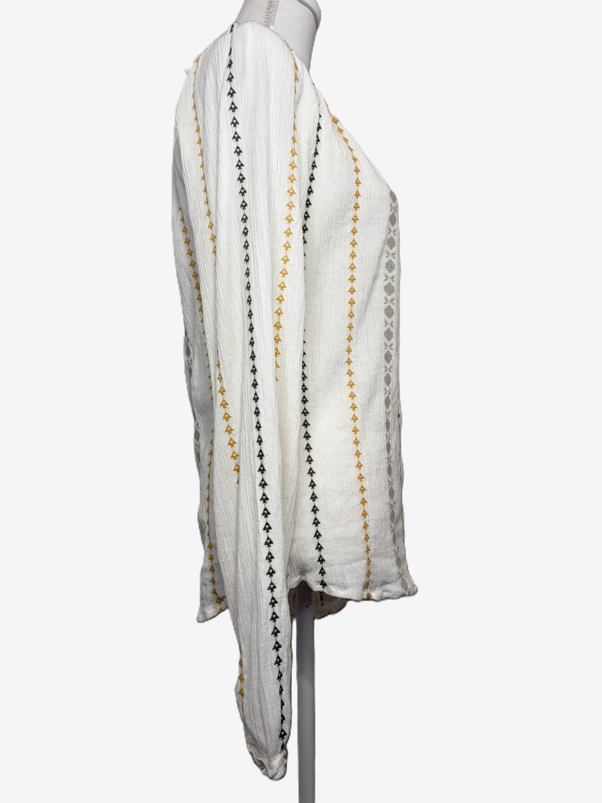 Karen Kane XL White Embroidered Boho Top 100% Cotton Long Sleeve Cottagecore EUC