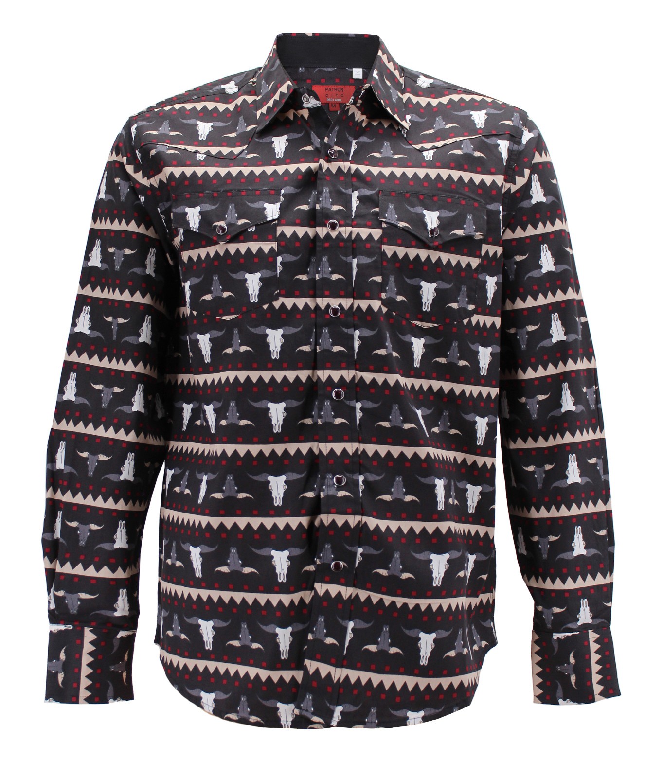 Men’s Long Sleeve Collared Pearl Snap Button Rodeo Western Design Dress Shirt