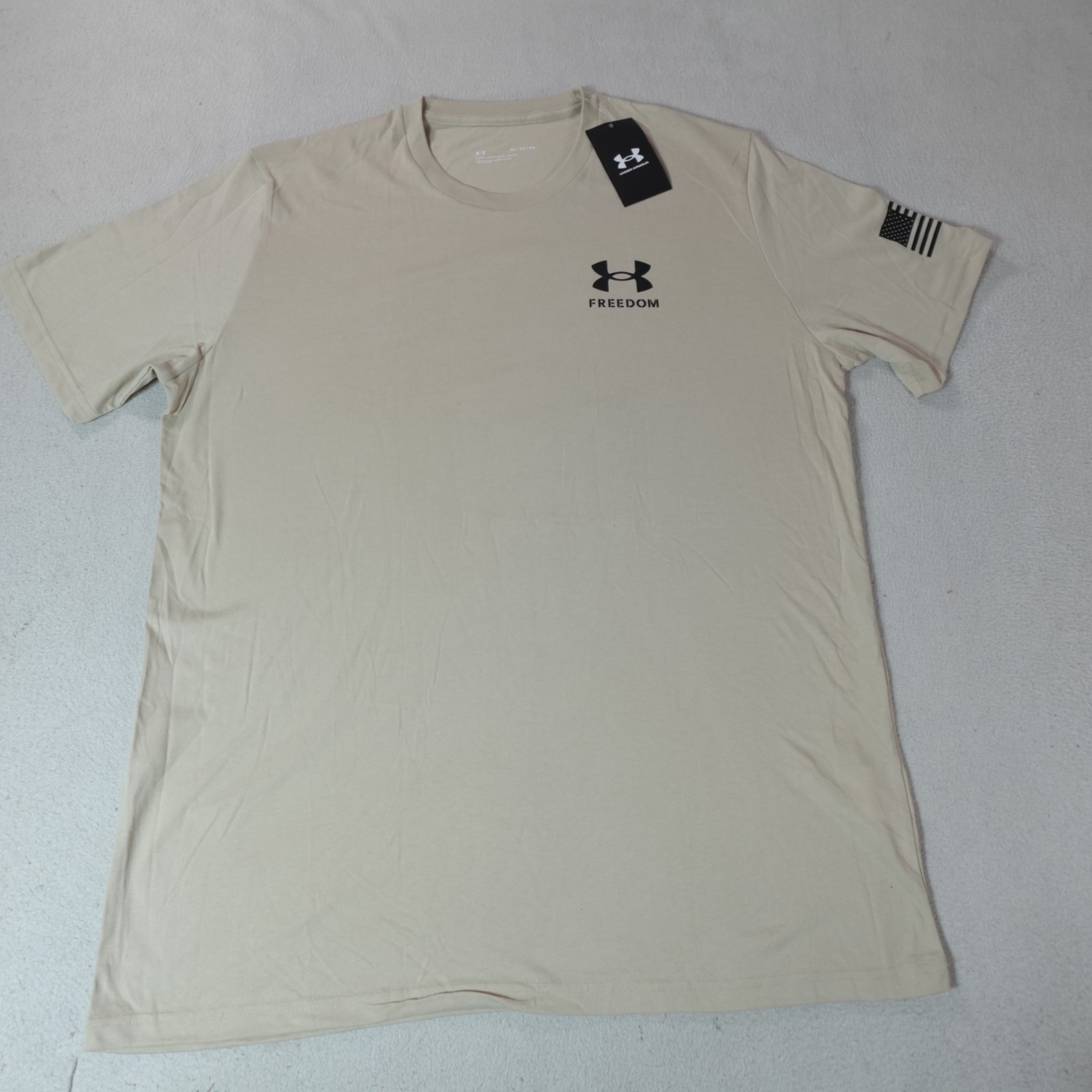 Under Armour Freedom Shirt Mens XL Loose Beige Flag Patriotic USA America T New