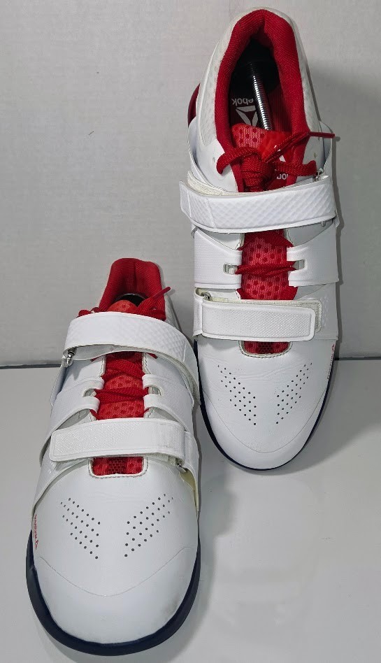 Reebok Legacy Lifter Powerlifting 22MM Shoes Men 12 White/Olympic Red Weightlift