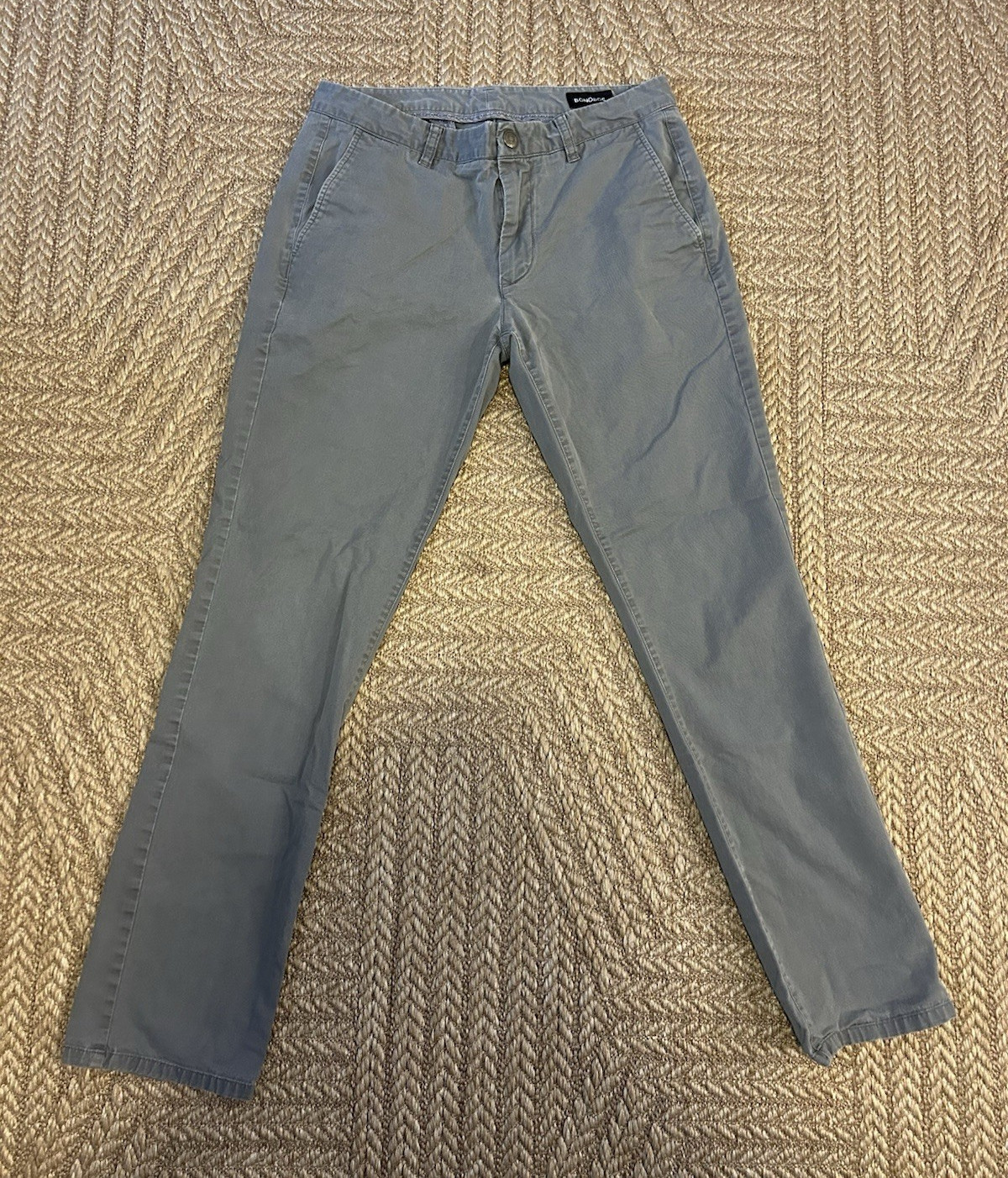 Bonobos Men’s Tailored Fit Gray Twill Chino Tapered Flat Front Pants 32W