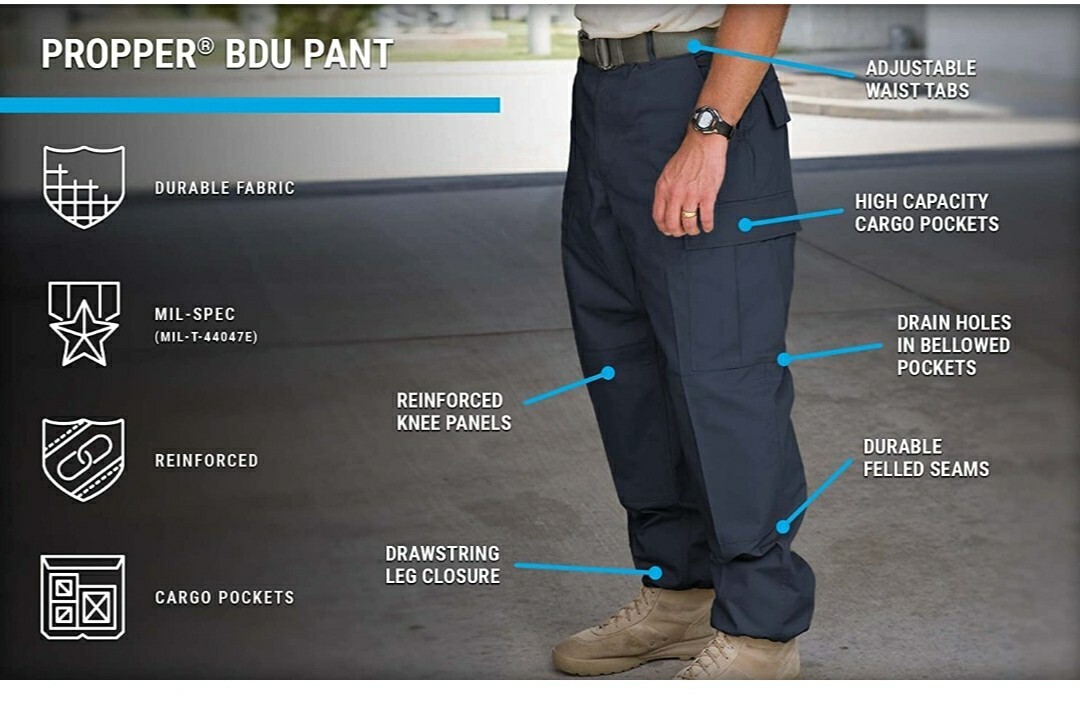 Propper Men’s BDU Pant Tactical, 65% Polyester, 35% Cotton Medium short Black