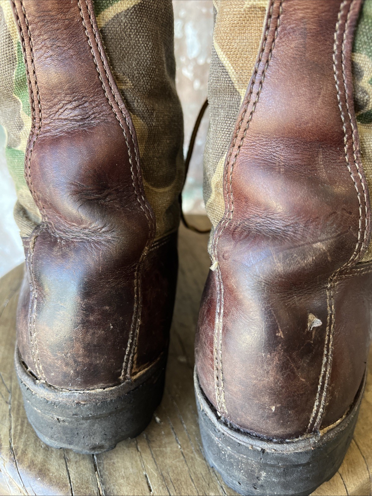Danner Size 10 Leather And Duck Camo Canvas Work, Hiking Boots Style 8479