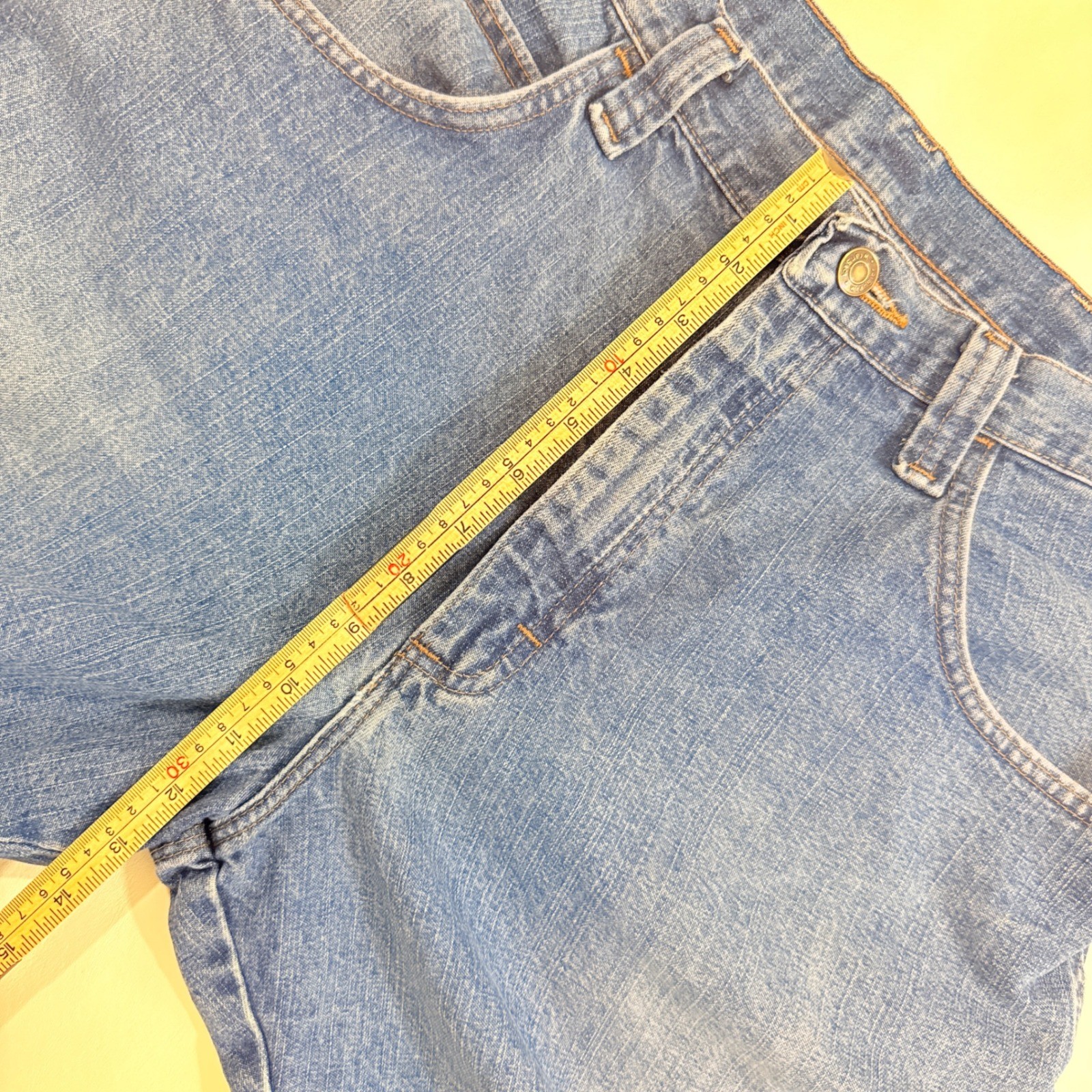 Wrangler Carpenter Shorts Men 34 Blue Good Denim Utility Workwear Hammer Loop