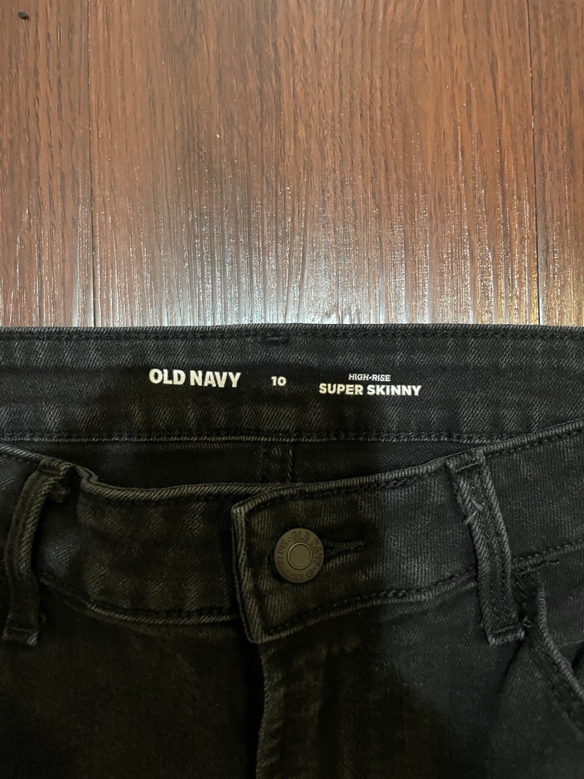 Old Navy Black Denim High-Rise Super Skinny Jeans 5-Pocket Button Women’s 10