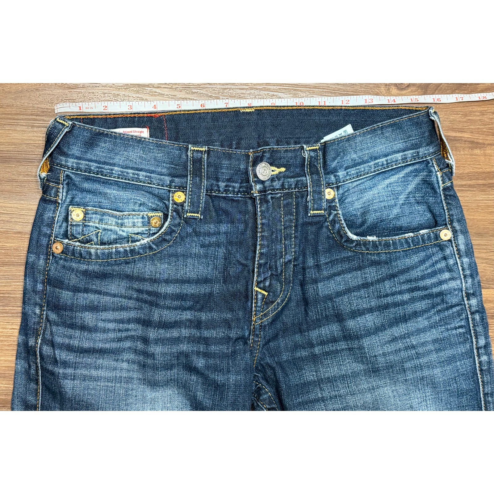 True Religion Ricky No Flap Relaxed Straight Jeans Mens Sz 30 Dark Wash