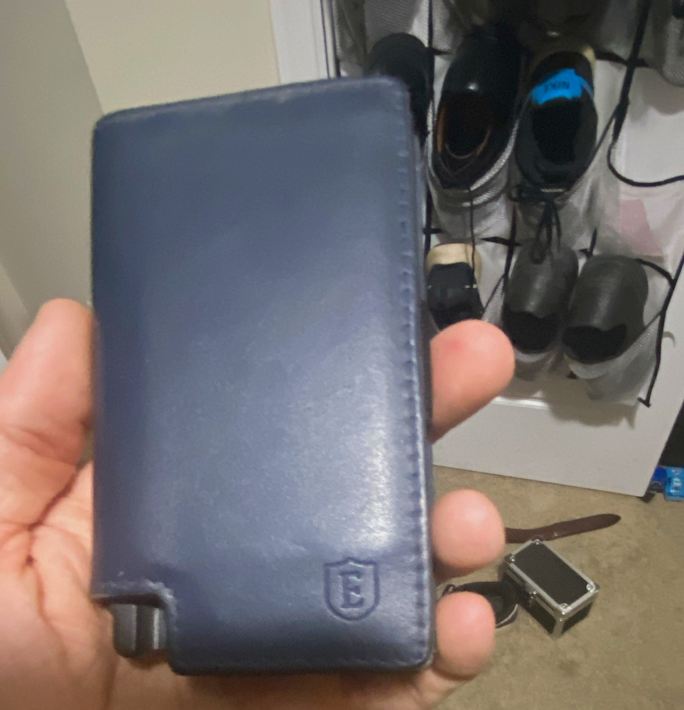 Ekster Men’s Wallet Logo Strap Accent Credit Card Solid Blue