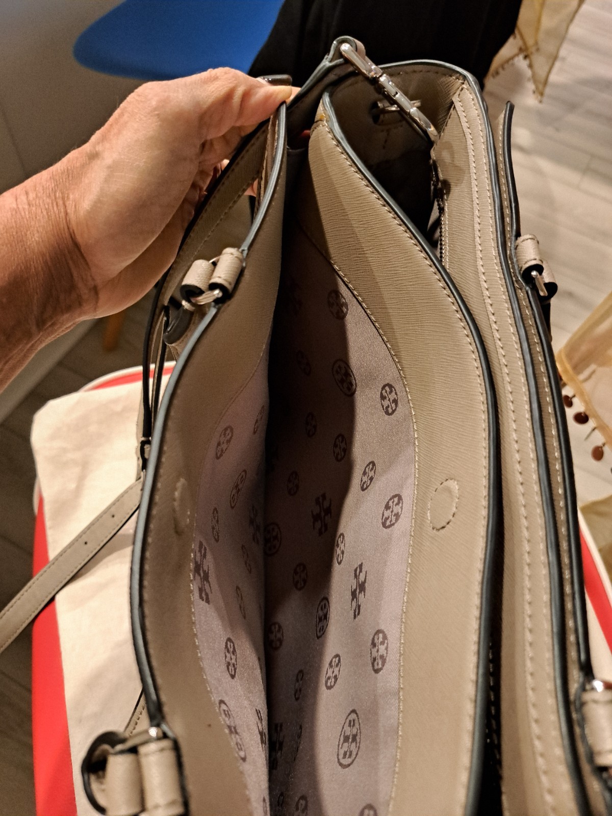 Tory Burch French Gray Robinson Crosshatch